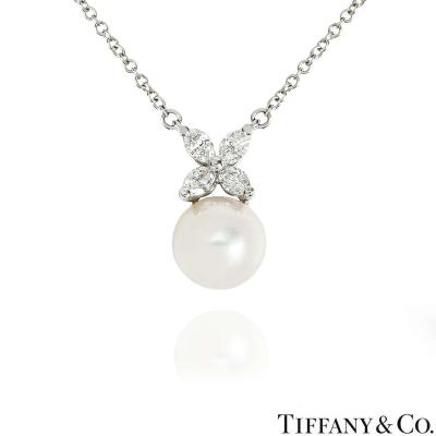 Tiffany & Co. Platinum Diamond and Pearl Victoria Necklace 60008151