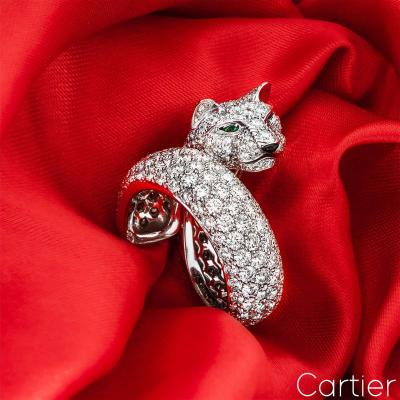 Cartier White Gold Panthere Lakarda Diamond Ring 7.04ct Size 52 11445407