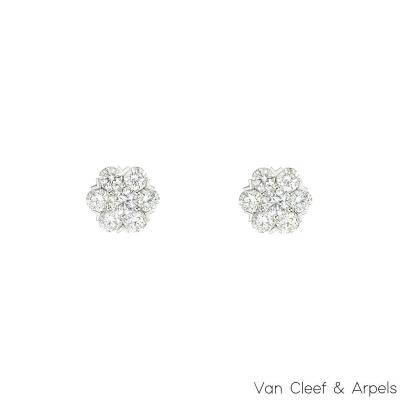 Van Cleef & Arpels White Gold Diamond Fleurette Earrings 1.46ct TDW VCARA48300