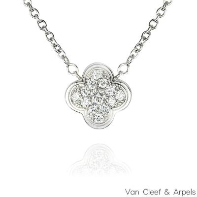 Van Cleef & Arpels White Gold Pure Alhambra Diamond Pendant 