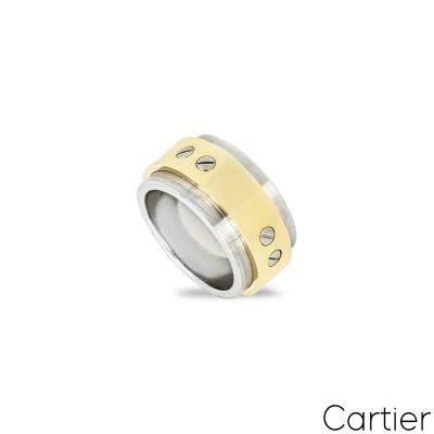 Cartier Yellow Gold and Steel Santos Ring Size 57  B4055900