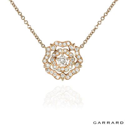 Garrard Rose Gold Tudor Rose Diamond Pendant 