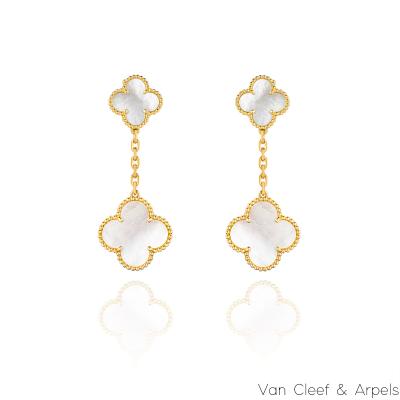Van Cleef & Arpels Yellow Gold Mother of Pearl Magic Alhambra Earrings VCARD78800