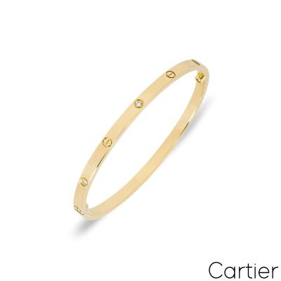 Cartier Yellow Gold Half Diamond SM Love Bracelet Size 16 B6047216