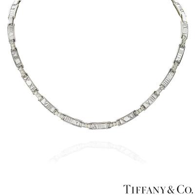 Tiffany & Co. White Gold Diamond Atlas Collar Necklace 1.50ct TDW