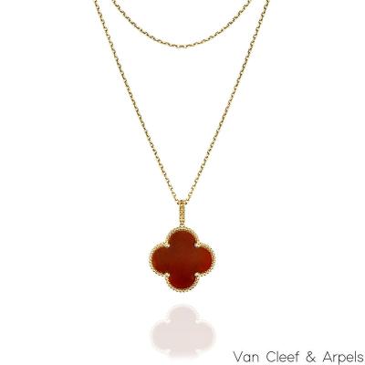 Van Cleef & Arpels Yellow Gold Carnelian Magic Alhambra Long Necklace VCARO49N00 