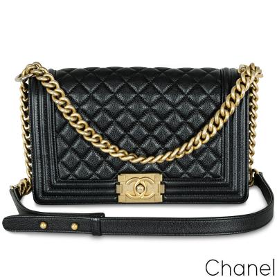 Chanel Black Caviar Medium Boy Bag Gold Hardware 