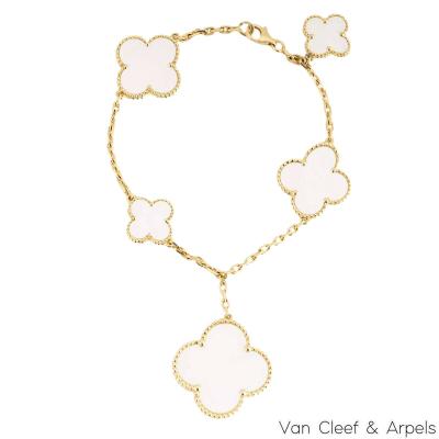 Van Cleef & Arpels Yellow Gold Mother of Pearl Magic Alhambra 5 Motif Bracelet VCARD78600