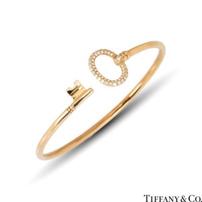 Tiffany & Co. Keys Yellow Gold Diamond Wire Bracelet 0.18ct TDW