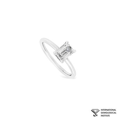 White Gold Emerald Cut Lab Grown Diamond Ring 1.05ct F/VVS2