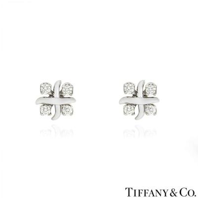 Tiffany & Co. Platinum Diamond Schlumberger Lynn Earrings 0.29 TDW 60108173
