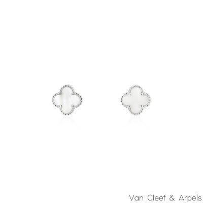 Van Cleef & Arpels White Gold Mother of Pearl Sweet Alhambra Earrings VCARG12000 