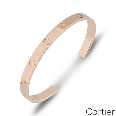 Cartier Rose Gold Plain Cuff Love Bracelet Size 20 B6032620