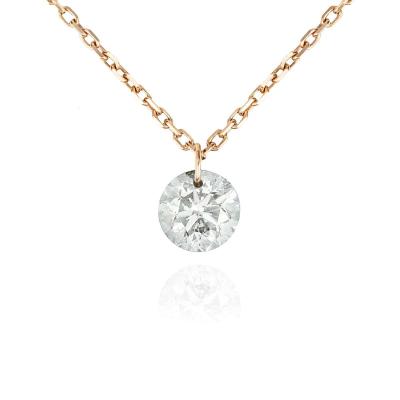 Rose Gold Floating Round Brilliant Cut Diamond Pendant 0.30ct