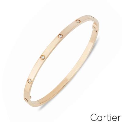 Cartier Rose Gold Full Diamond Love Bracelet SM Size 20 B6047920