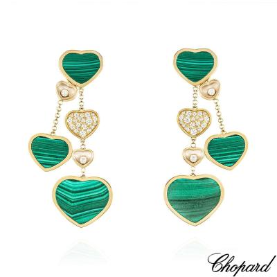 Chopard Yellow Gold Happy Diamonds Malachite & Diamond Earrings 0.57ct 83A482-5114