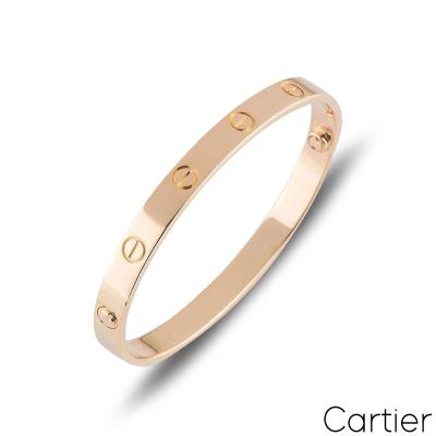 Cartier Rose Gold Plain Love Bracelet Size 18 B6035618
