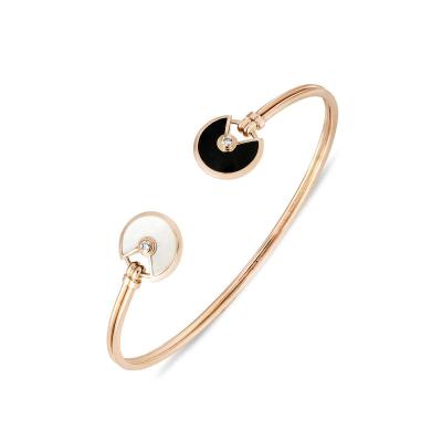 Cartier Rose Gold Mother of Pearl, Onyx & Diamond Amulette Bracelet Size 16 B6050716