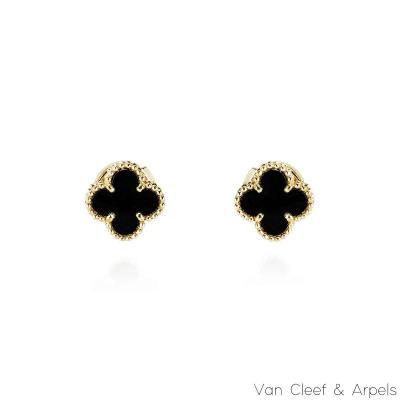 Van Cleef & Arpels Yellow Gold Onyx Sweet Alhambra Earrings VCARA44900 