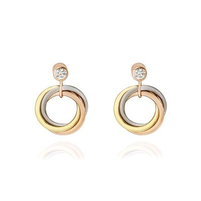 Cartier Tri-Colour Gold Trinity Diamond Earrings 0.11ct B8301462