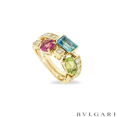 Bvlgari Yellow Gold Multi Gem Allegra Ring Size 51 AN852169