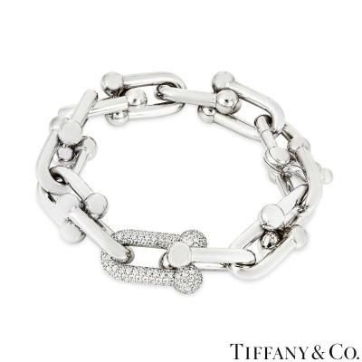 Tiffany & Co. White Gold Large Link Hardware Diamond Bracelet 1.70ct TDW 60715130