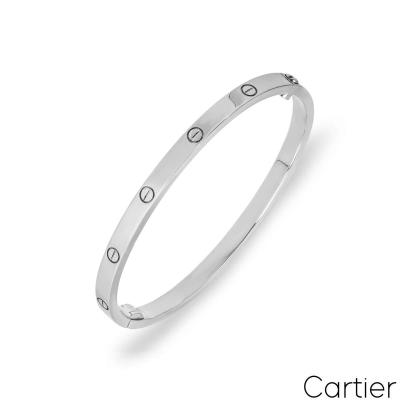 Cartier White Gold Plain Love Bracelet SM Size 18 B6047418