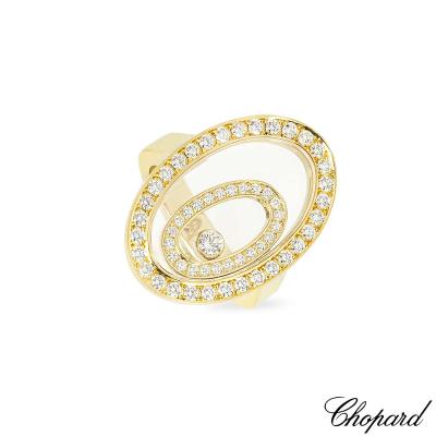 Chopard Yellow Gold Happy Spirit Diamond Ring Size 53 82/5879/0