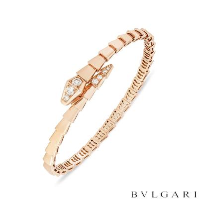 Bvlgari Rose Gold Serpenti Viper Diamond Bracelet Size Medium 360709