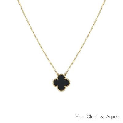 Van Cleef & Arpels Gold Vintage Alhambra Onyx Necklace VCARA45800