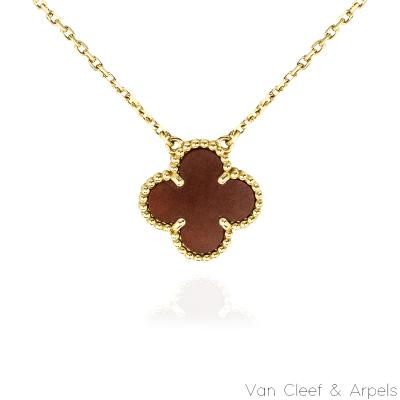 Van Cleef & Arpels Gold Vintage Alhambra Carnelian Necklace VCARD38500