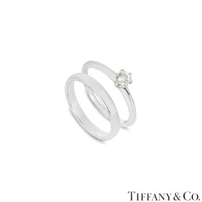 Tiffany & Co. Platinum Round Brilliant Cut Diamond Bridal Set 0.31ct G/IF 