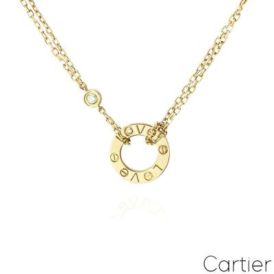 Cartier 18k Yellow Gold 2 Diamond Love Necklace B7219500