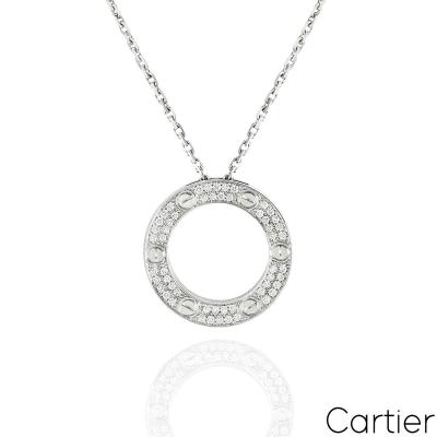 Cartier White Gold Diamond Paved Love Necklace B7058000 