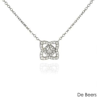 De Beers White Gold Diamond Enchanted Lotus Pendant N10219400A045