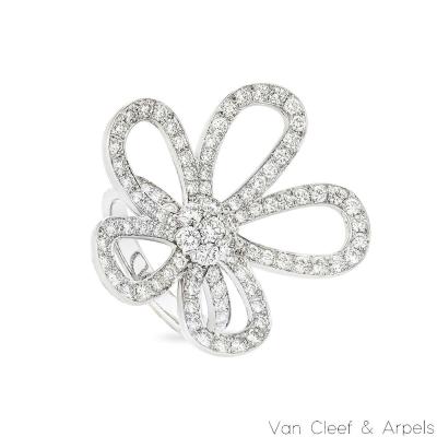 Van Cleef & Arpels White Gold Diamond Flowerlace Ring Size 52 2.81ct VCARP05300 