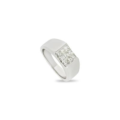White Gold Princess Cut Diamond Signet Ring 0.70ct