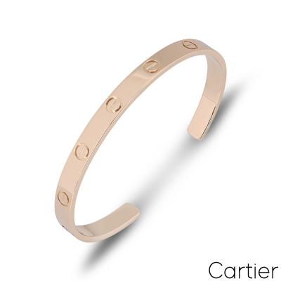 Cartier Rose Gold Plain Cuff Love Bracelet Size 19 B6032619