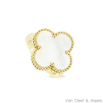 Van Cleef & Arpels Yellow Gold Mother of Pearl Magic Alhambra Ring Size 56 VCARF78956