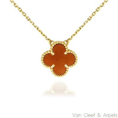 Van Cleef & Arpels Gold Vintage Alhambra Carnelian Necklace VCARD38500