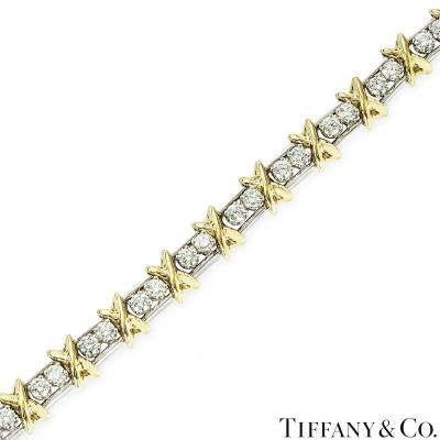 Tiffany & Co. Yellow Gold & Platinum Diamond Schlumberger Sixteen Stone Bracelet 72613465