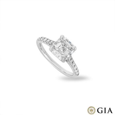 White Gold Asscher Cut Diamond Ring 2.40ct G/VS1