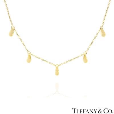 Tiffany & Co. Yellow Gold Vintage Elsa Peretti Five Teardrop Necklace 