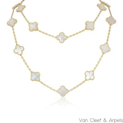 Van Cleef & Arpels Yellow Gold Mother of Pearl Vintage Alhambra 20 motif Necklace VCARA42100