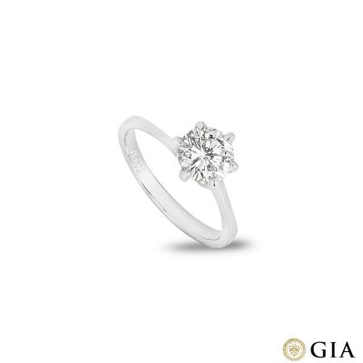 Platinum Round Brilliant Cut Diamond Ring 1.08ct I/SI2