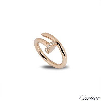 Cartier Rose Gold Diamond Juste Un Clou Ring Size 52 B4094800
