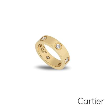 Cartier Yellow Gold Full Diamond Love Ring Size 53 B4025900