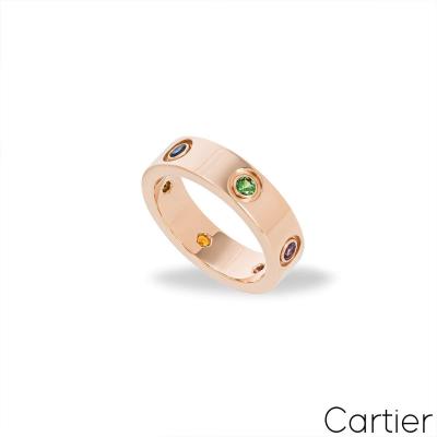 Cartier Rose Gold Coloured Stones Love Ring Size 50 B4087800