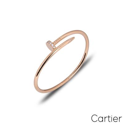 Cartier Rose Gold Diamond Juste Un Clou Bracelet Size 16 B6048516	