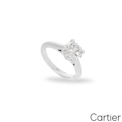 Cartier Platinum Round Brilliant Cut Diamond Solitaire 1895 Ring 1.37ct G/VVS1 XXX